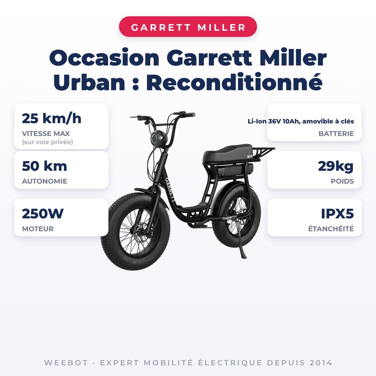 Vélo Électrique Occasion Garrett Miller Urban : Reconditionné - Weebot