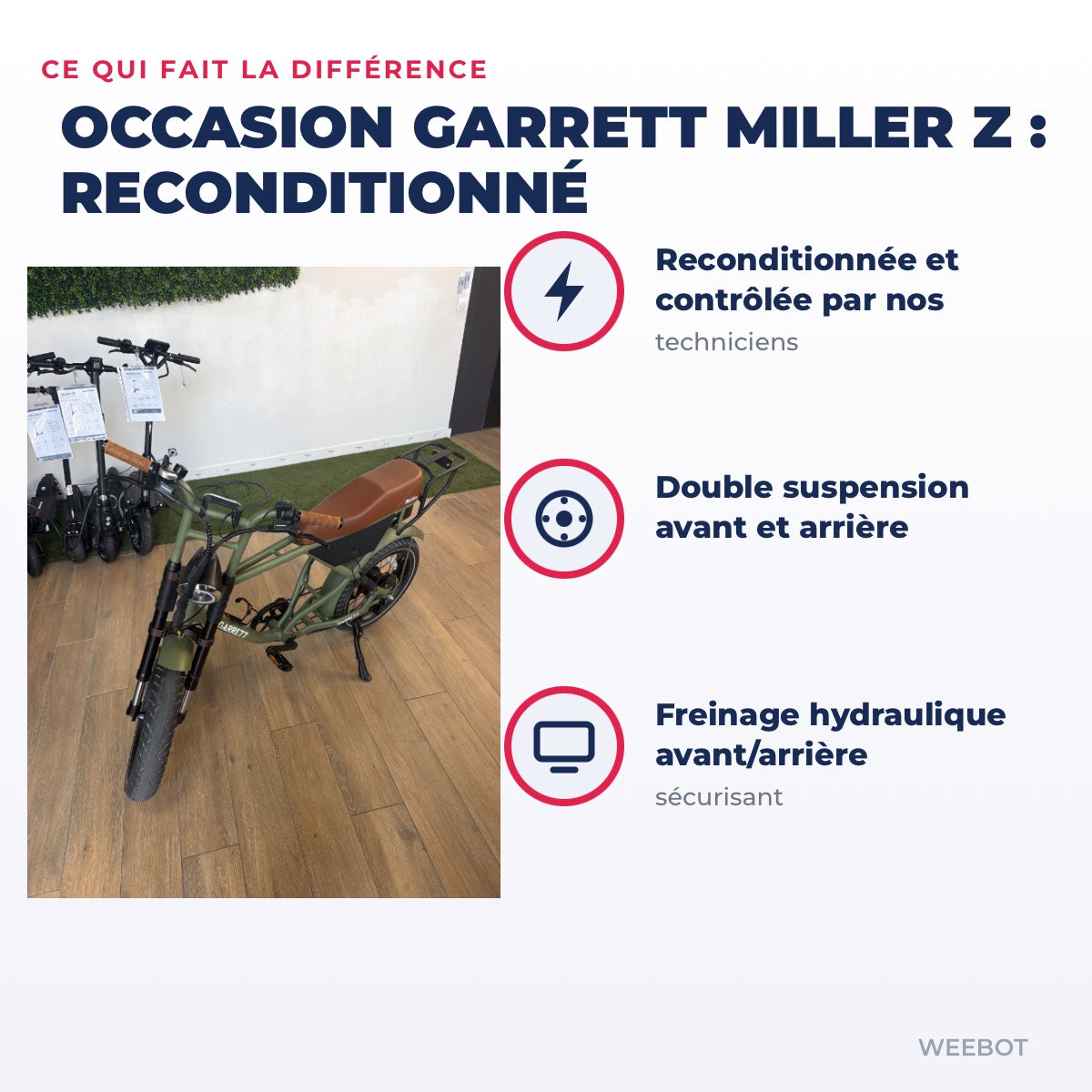 Vélo Électrique Occasion Garrett Miller Z : Reconditionné — points forts : Reconditionnée et contrôlée par nos