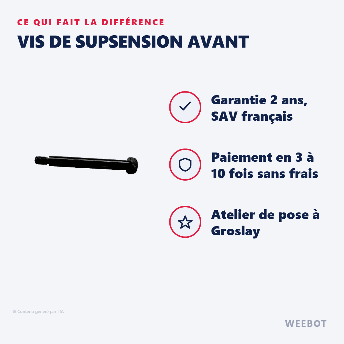 Vis de Supsension Avant pour Trottinette Électrique Dualtron Togo - Weebot