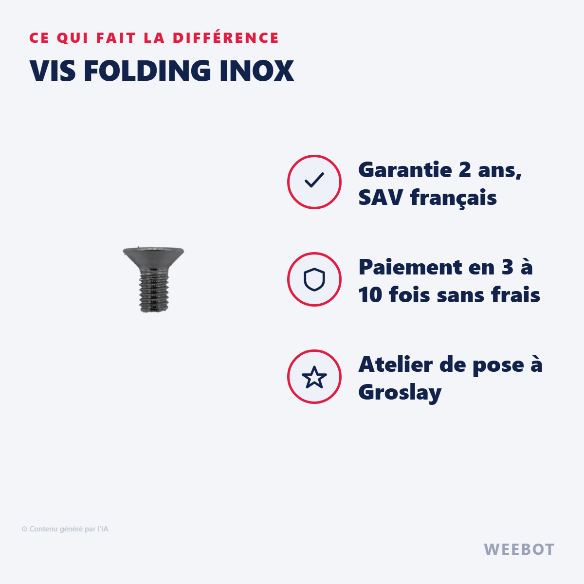 Vis Folding Inox pour Trottinette Électrique Minimotors Dualtron (x10) - Weebot
