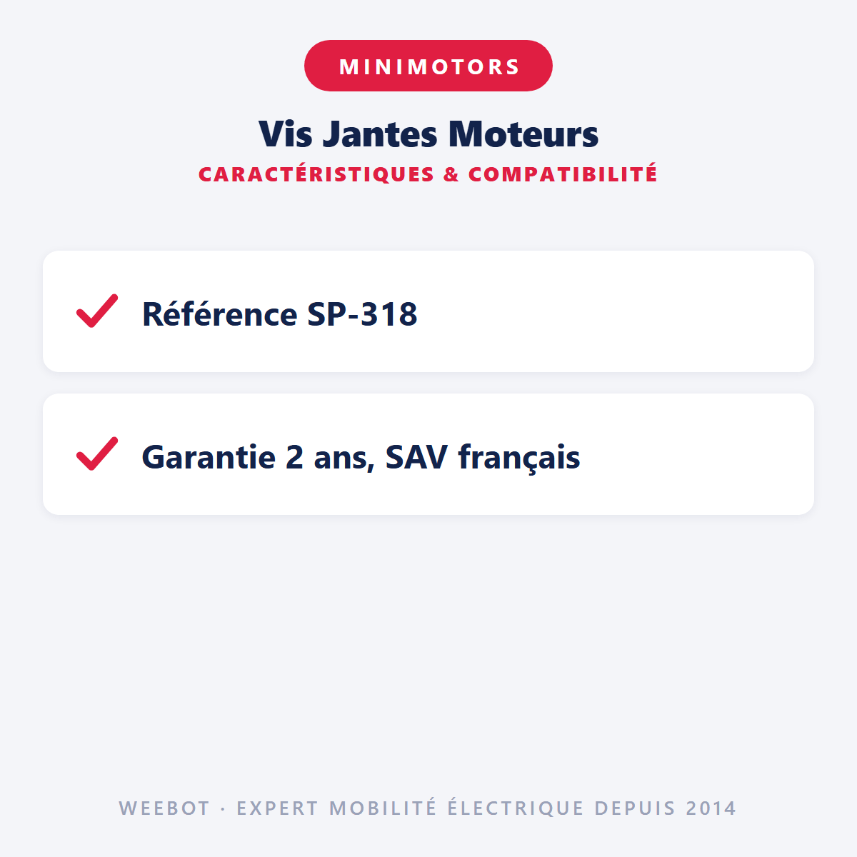 Vis Jantes Moteurs pour Trottinette Électrique Dualtron Minimotors (Sauf Mini) - Weebot