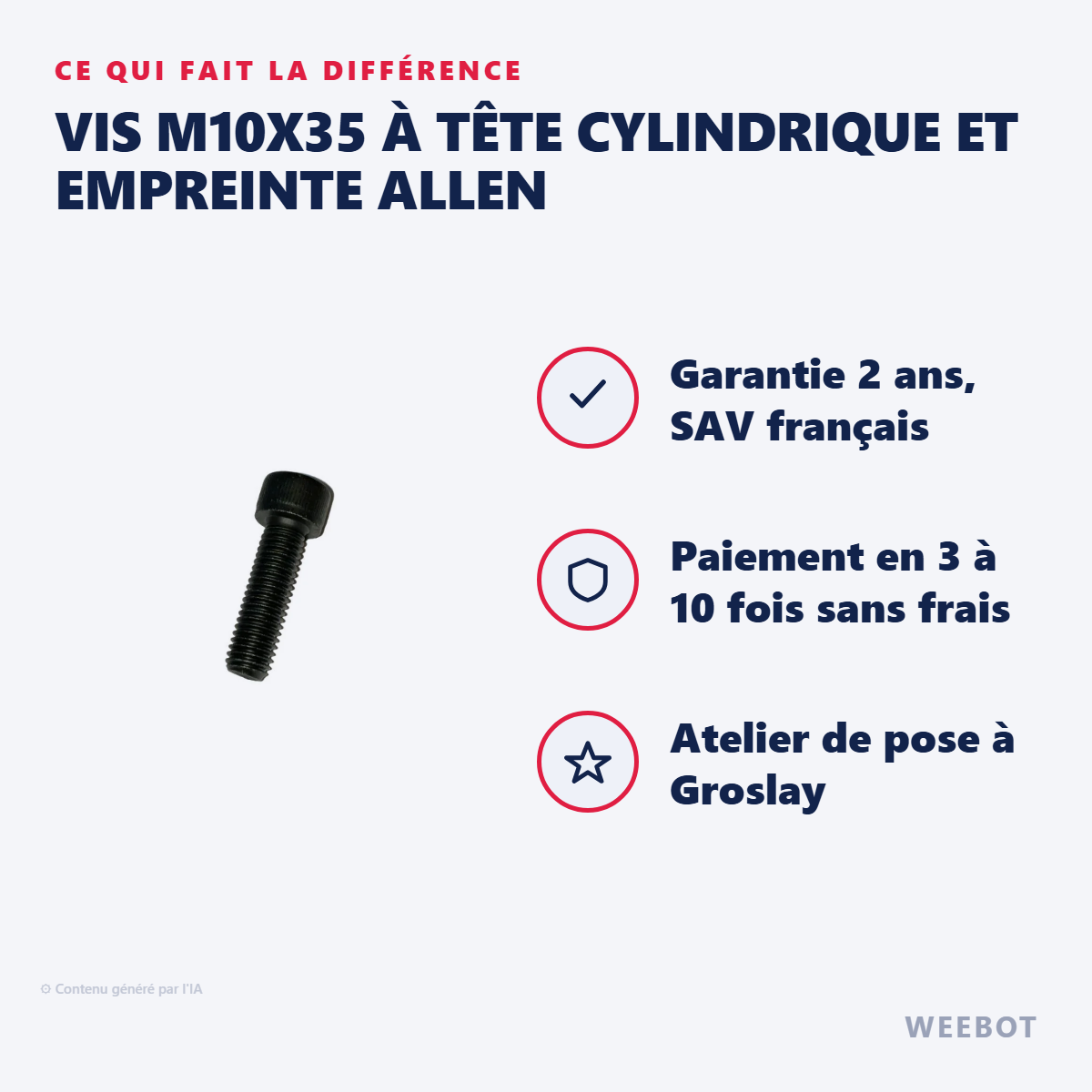 Vis M10x35 à Tête Cylindrique et Empreinte Allen : les points forts