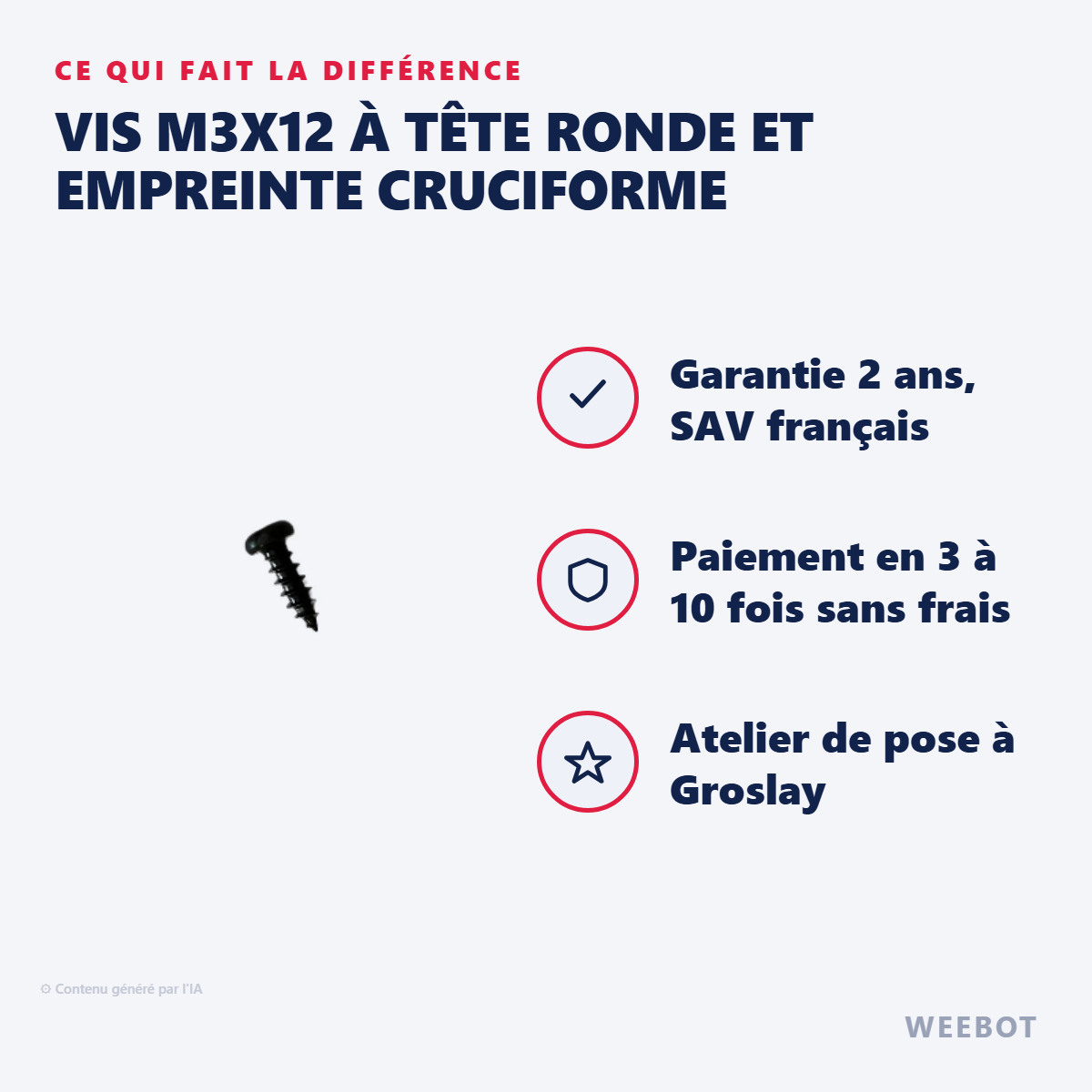 Vis M3x12 à Tête Ronde et Empreinte Cruciforme : les points forts