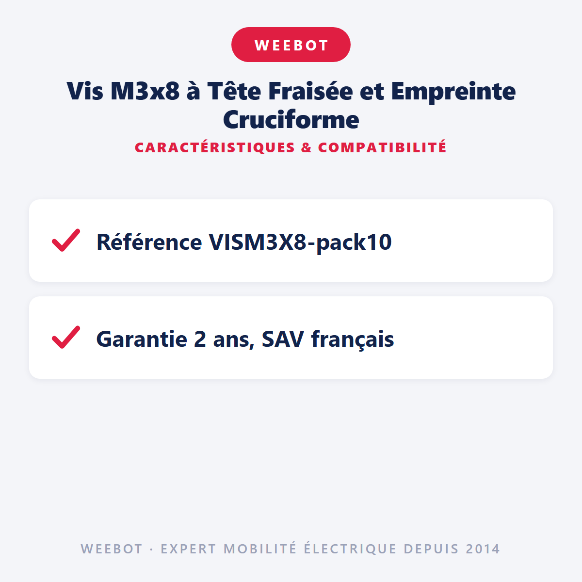 Vis M3x8 à Tête Fraisée et Empreinte Cruciforme : caractéristiques et compatibilité