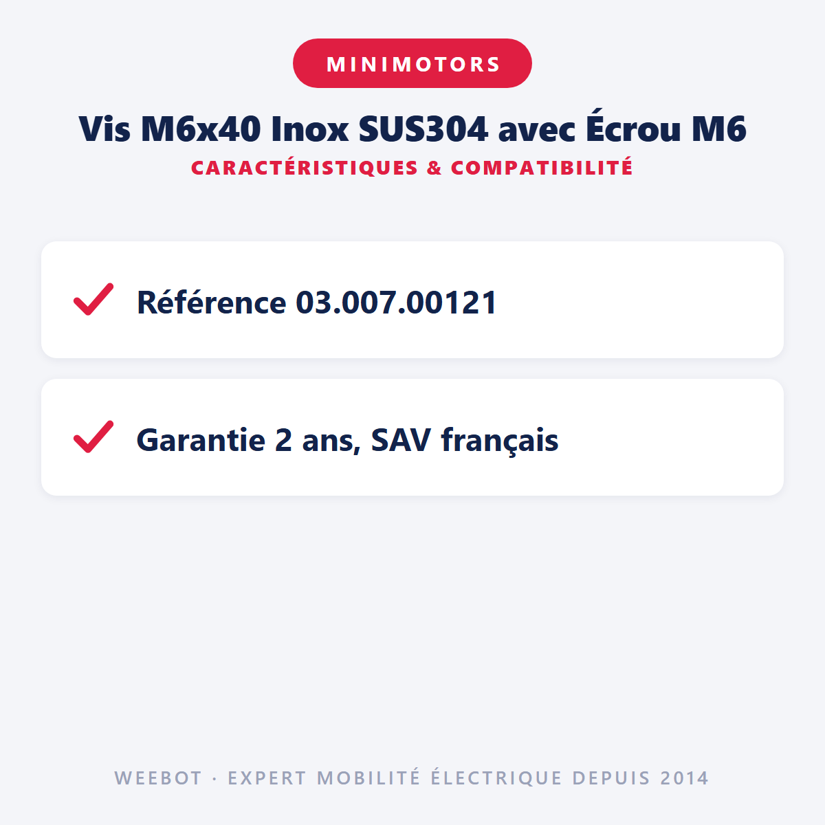 Vis M6x40 Inox SUS304 avec Écrou M6 : caractéristiques et compatibilité