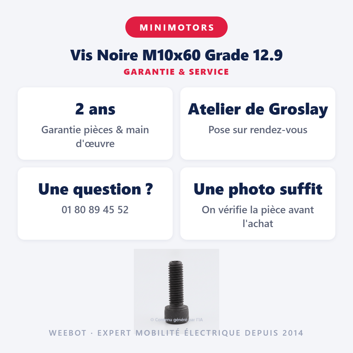 Vis Noire M10x60 Grade 12.9 : garantie 2 ans et service après-vente