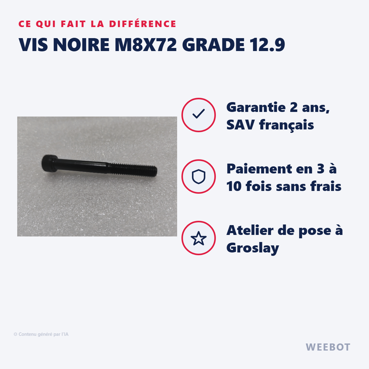 Vis Noire M8x72 Grade 12.9 : les points forts
