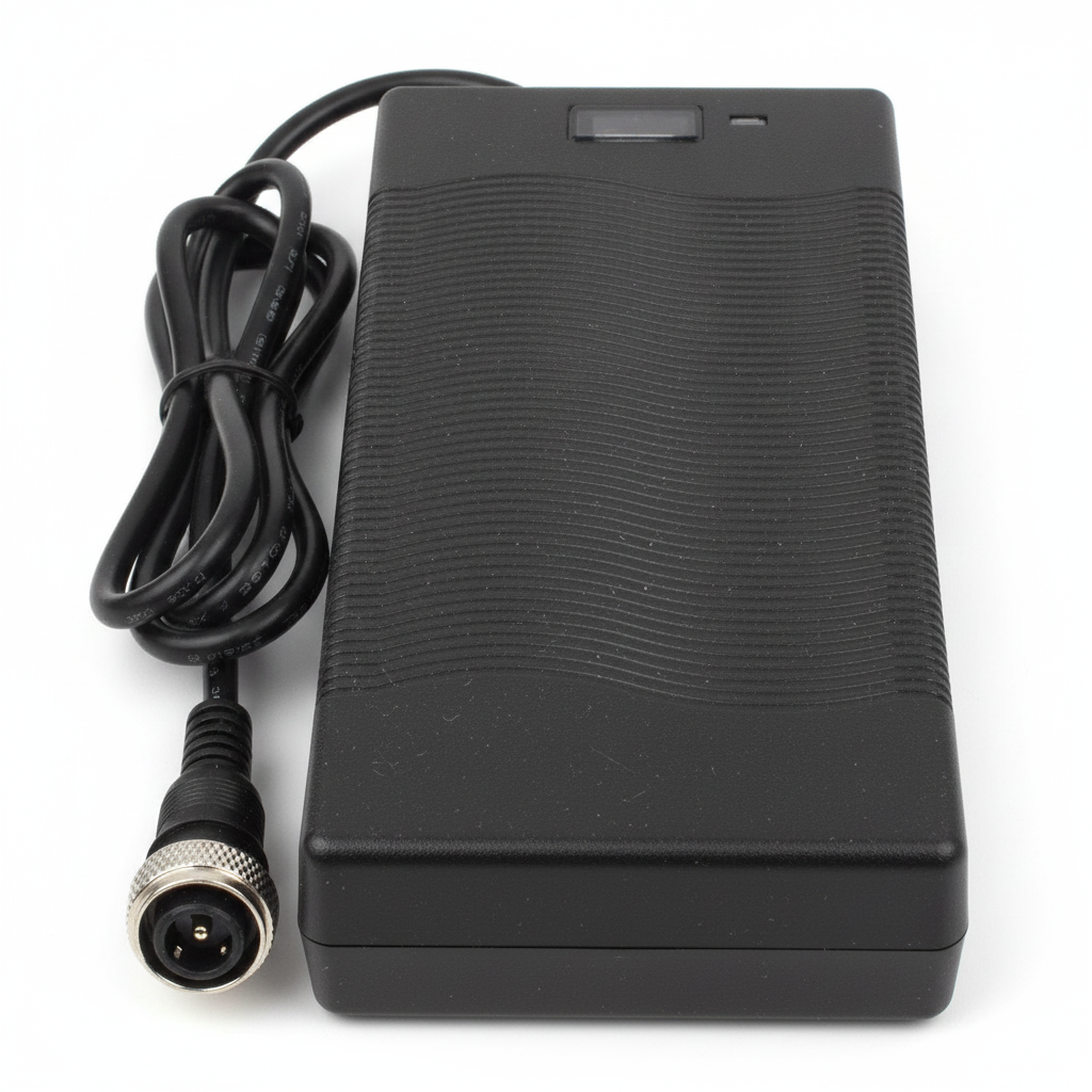Chargeur Étanche 84V 2A Kaabo Wolf King GTR, packshot studio sur fond blanc
