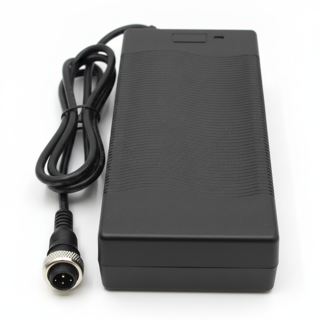 Chargeur Étanche 84V 5A Kaabo Wolf King GTR, packshot studio sur fond blanc