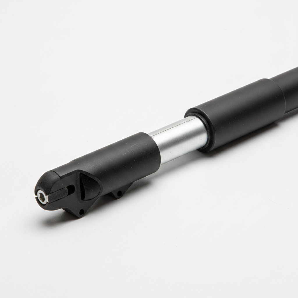 Suspension Avant Réglable Gauche Noire Kaabo Wolf King GTR, packshot studio sur fond blanc