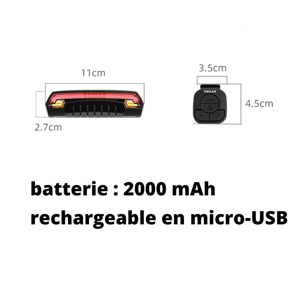éclairage trottinette électrique custom feu arrière clignotant batterie 2000 mah