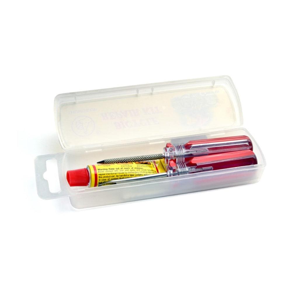 kit réparation pneu tubeless crevaison mèche pas cher boitier compact transport facile
