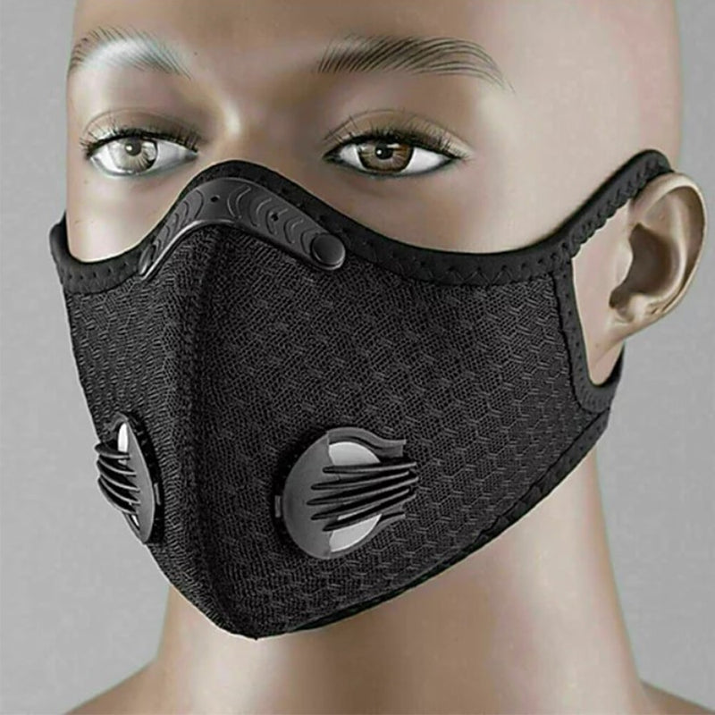 masque anti pollution velcro noir visage