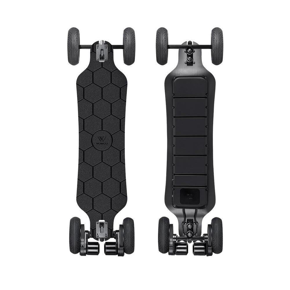 skateboard électrique wowgo at2 black 1500w longboard tout terrain pneumatique