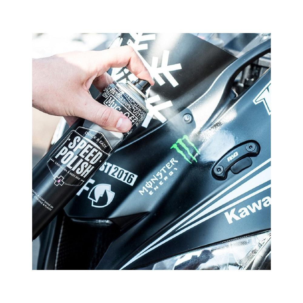 spray speed polish muc off lustrant cire abeille haute qualité 400 ml moto trottinette vélo