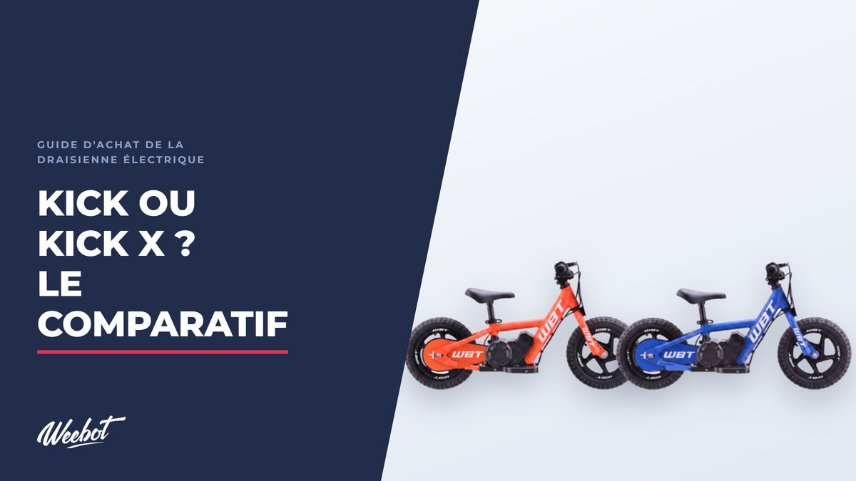 Draisiennes électriques WBT Kick et Kick X côte à côte — le comparatif de la gamme