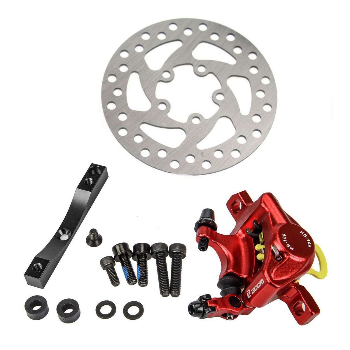 Kit de frein hydraulique Xtech rouge HB100 avec disque 120 mm, adaptateur et vis