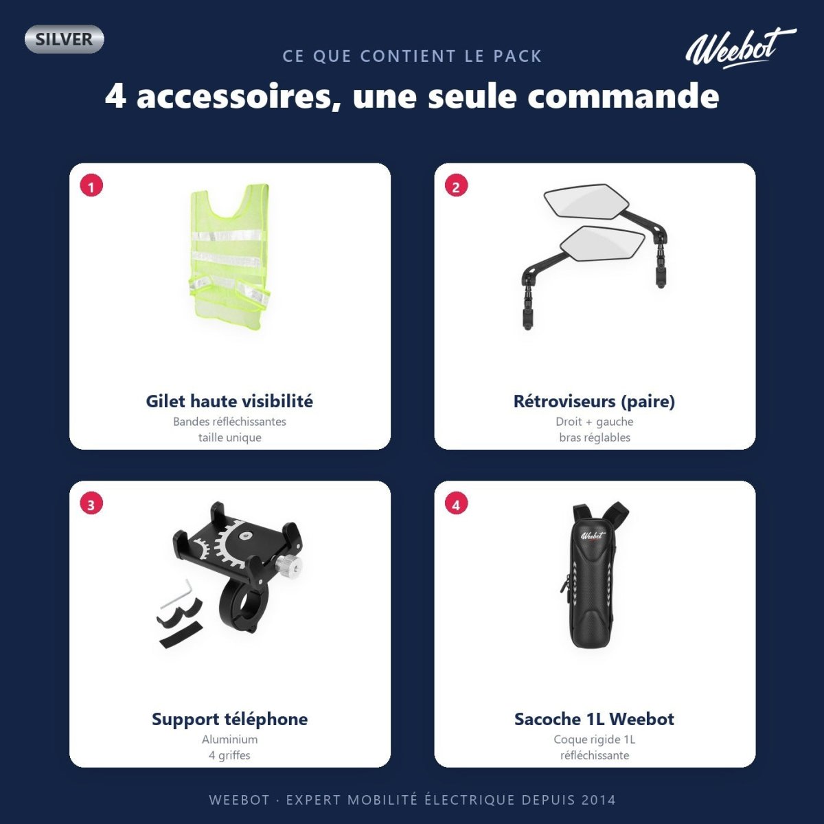 Contenu du Pack Silver - 4 accessoires inclus