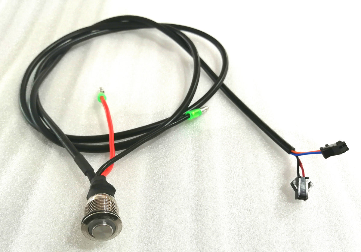 Bouton interrupteur métallique de phare avant LED avec câble et connecteurs pour trottinette électrique Dualtron X Limited