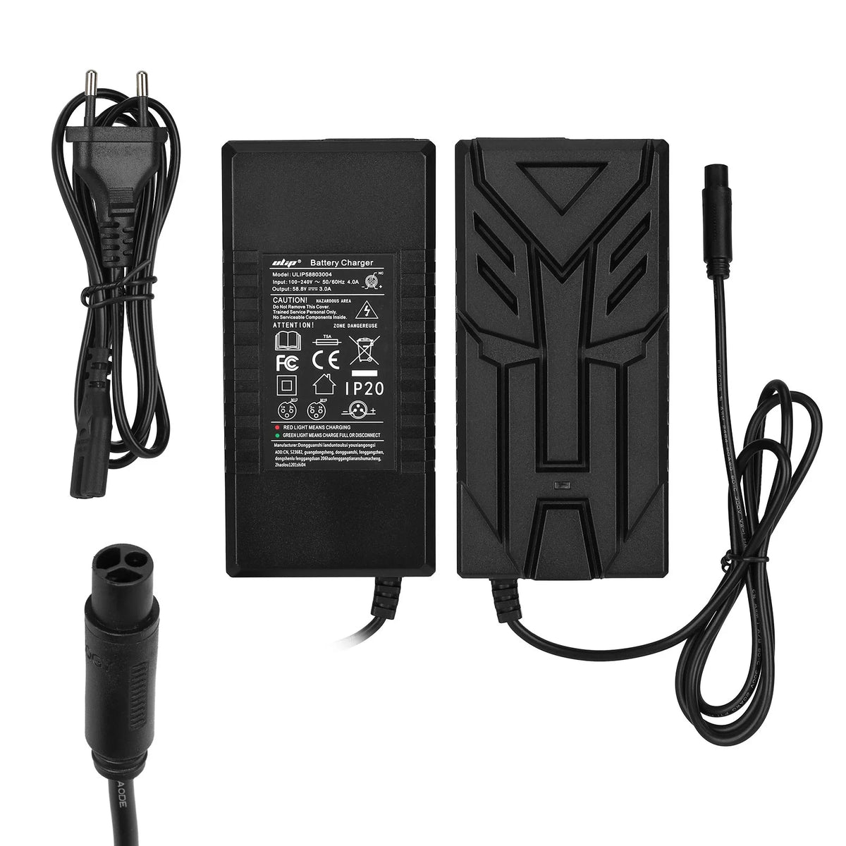 Chargeur de batterie 58,8V 3A noir avec embout CQ et câble secteur EU
