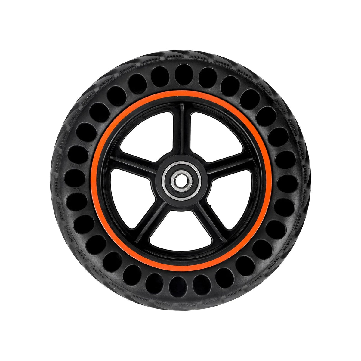 Roue Avant Complète d'Origine avec Pneu Plein Alvéolé et Liseré Orange, vue 3