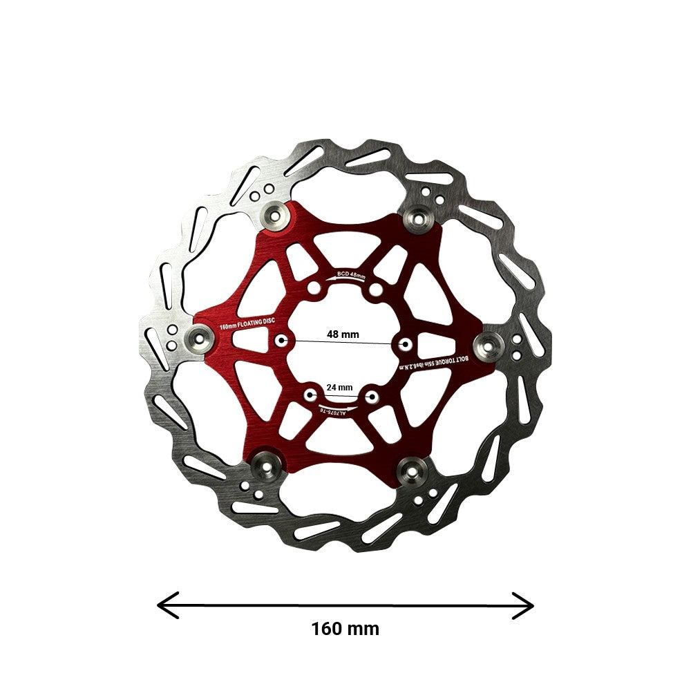 Disque de Frein Flottant 160 mm Entraxe 48 mm pour Trottinette Électrique