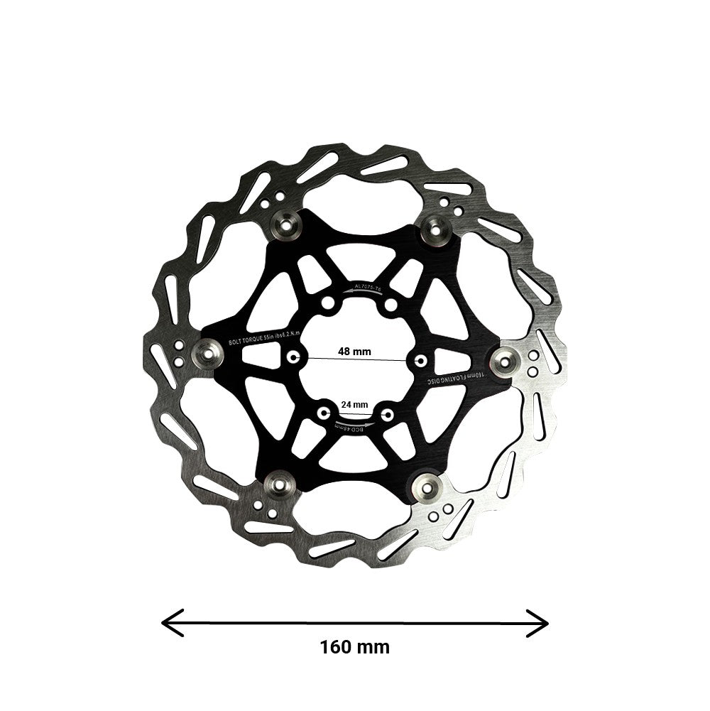 Disque de Frein Flottant 160 mm Entraxe 48 mm pour Trottinette Électrique