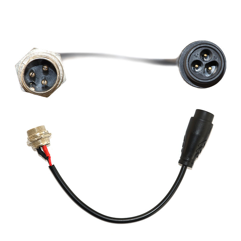 Câble adaptateur de charge avec connecteur métallique GX16 et connecteur étanche noir pour trottinette Dualtron
