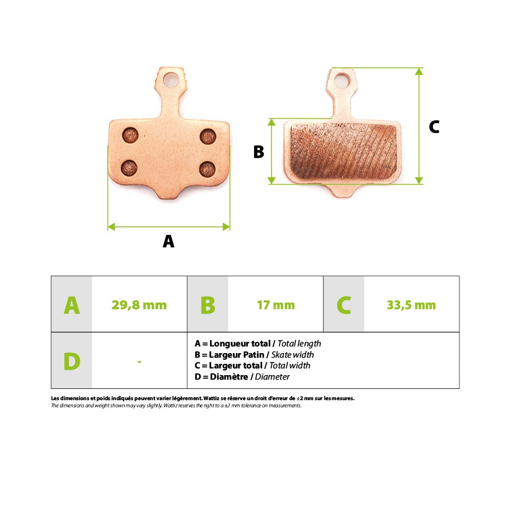 Plaquettes de Frein Métal Fritté pour Trottinette Électrique Zero 10X, VSETT 10+ et Zero 11X