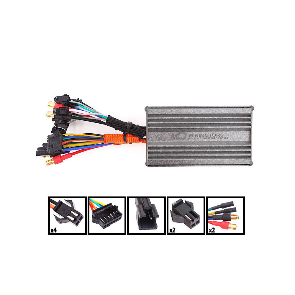 Contrôleur 60V Minimotors pour trottinette électrique avec détails des connecteurs