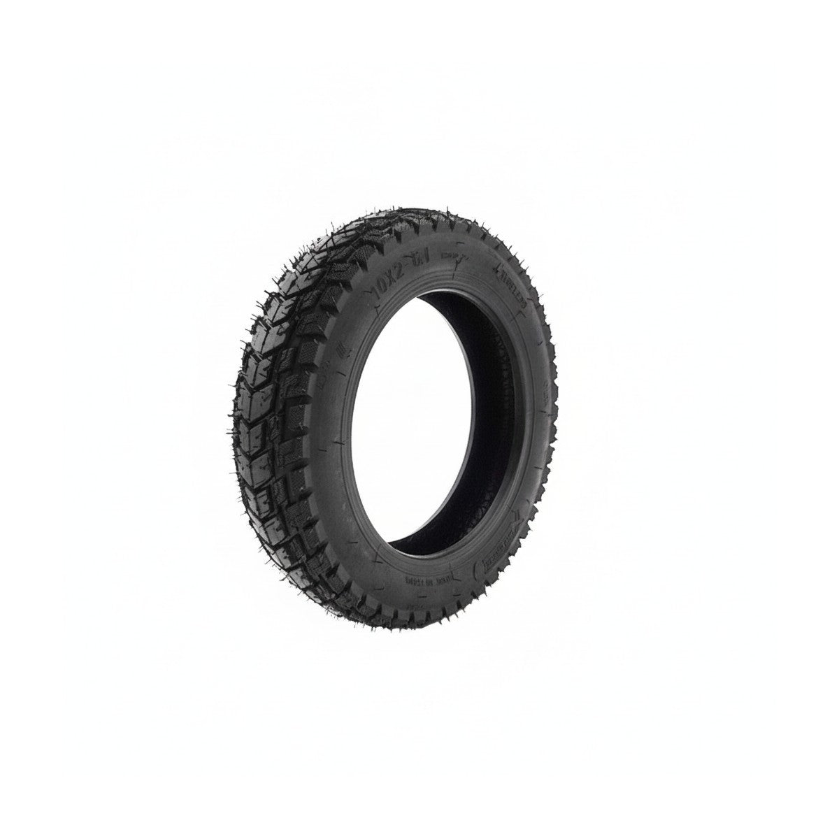 Pneu tubeless noir 10x2-6.1 pour trottinette électrique vu de trois quarts