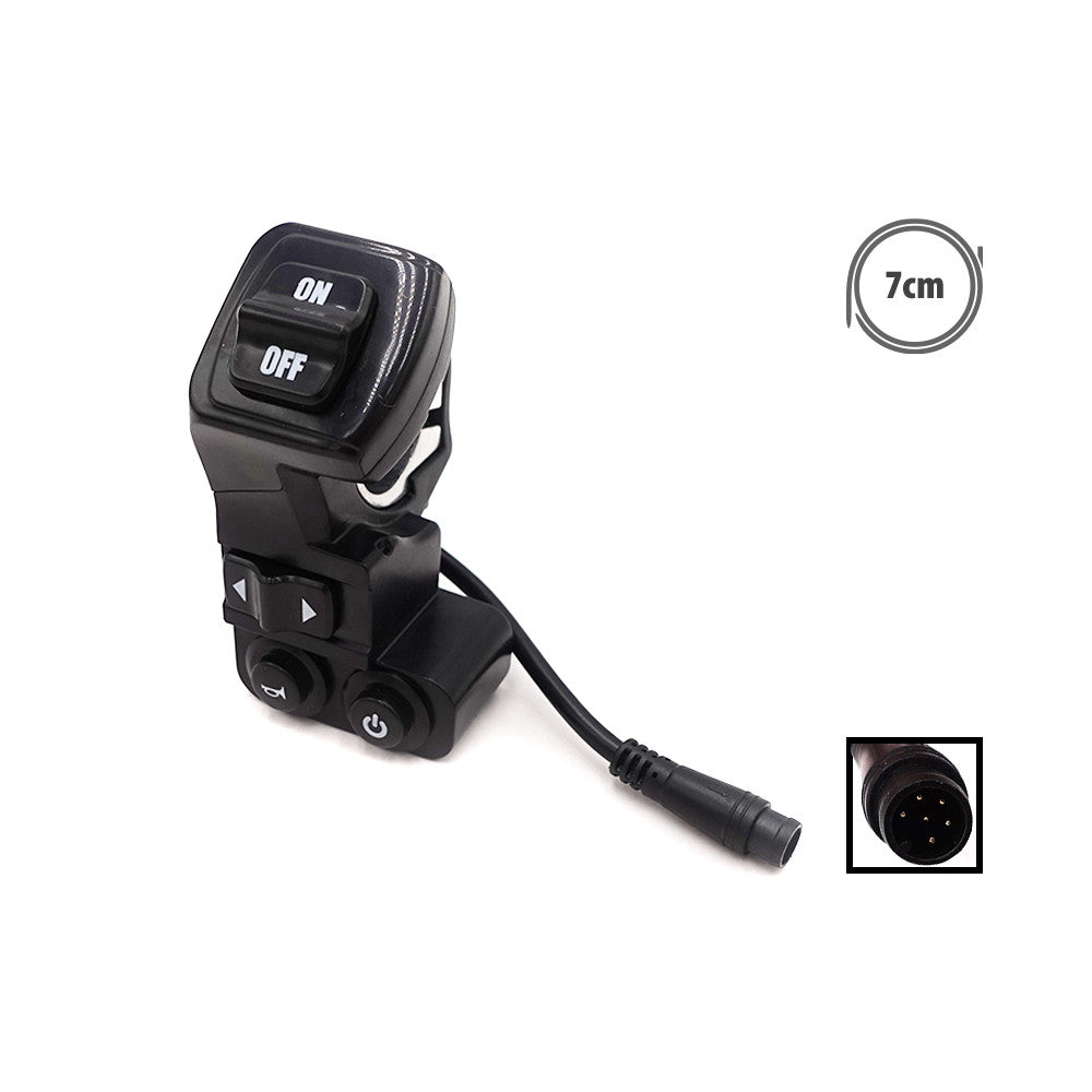 Commodo noir pour trottinette électrique KuKirin G2 Pro avec ses boutons de commande et son câble de connexion.