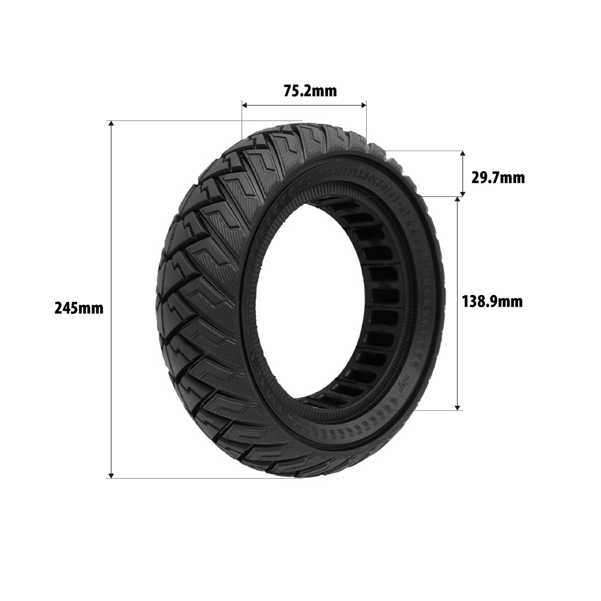 Pneu Plein 10x3 (255x80) pour Trottinette Électrique