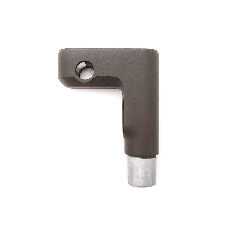 Té de guidon métallique gris foncé pour trottinette électrique Xiaomi vu de profil sur fond blanc