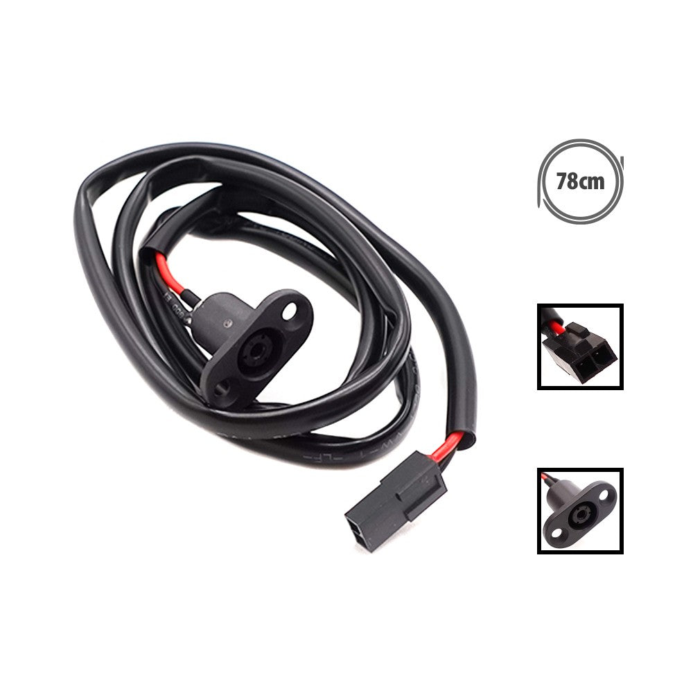 Port de charge noir avec son câble de 78 cm et son connecteur 2 broches