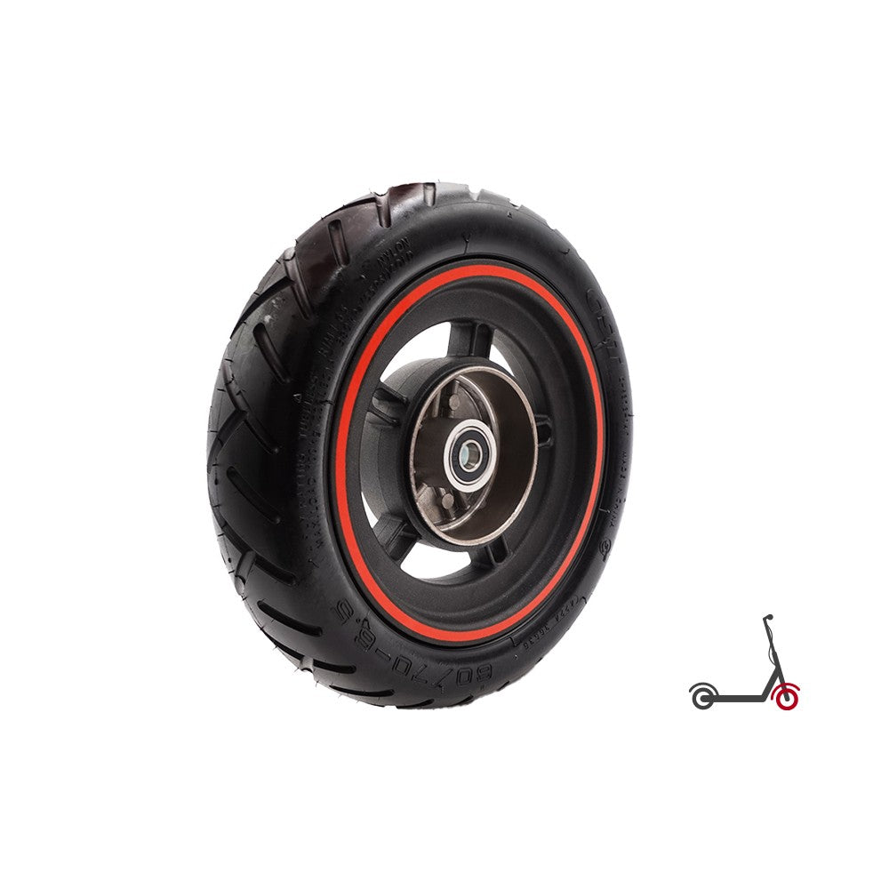 Roue avant complète noire avec liseré rouge pour trottinette électrique Xiaomi 5 Max