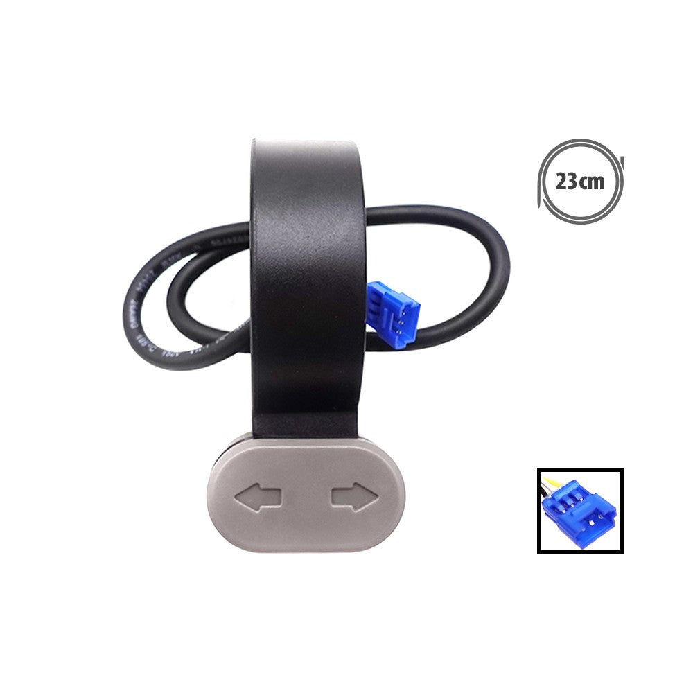 Interrupteur de clignotants noir et gris avec son câble et son connecteur bleu