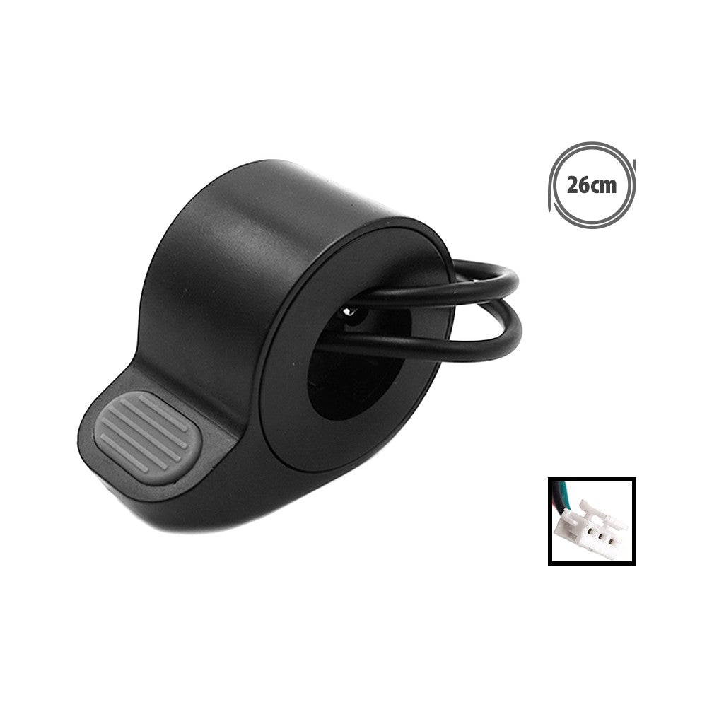 Accélérateur noir avec gâchette grise et câble de 26 cm avec connecteur blanc