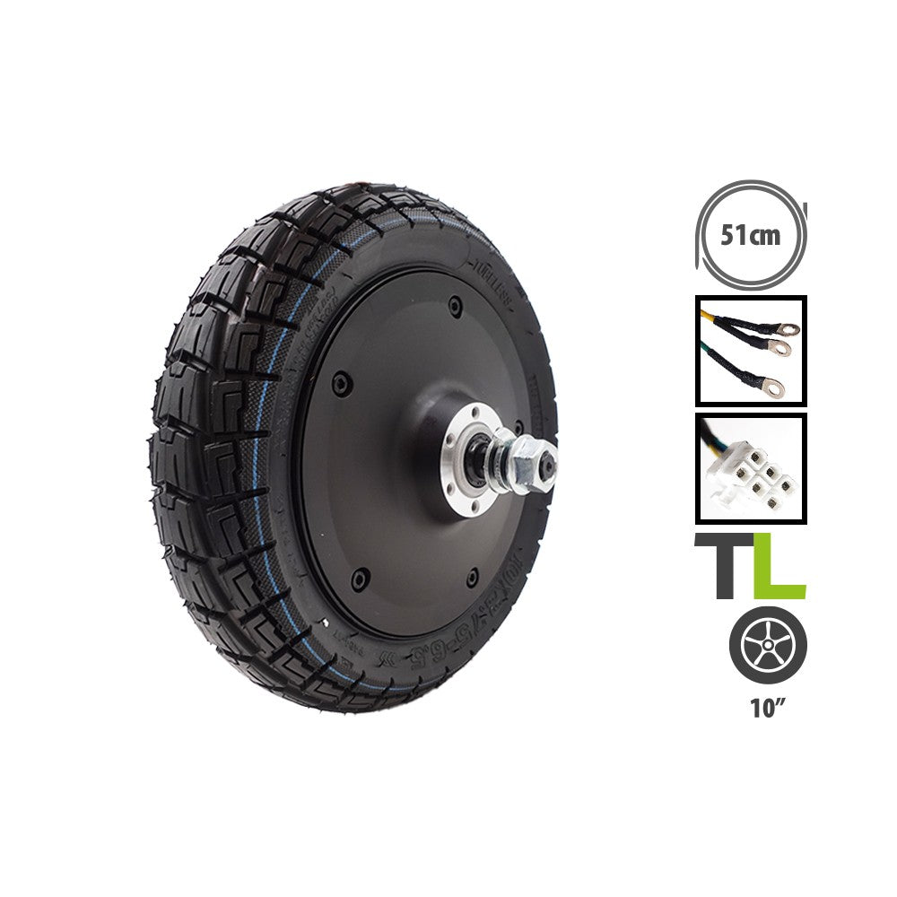 Moteur de trottinette électrique noir équipé d'un pneu tubeless de 10 pouces