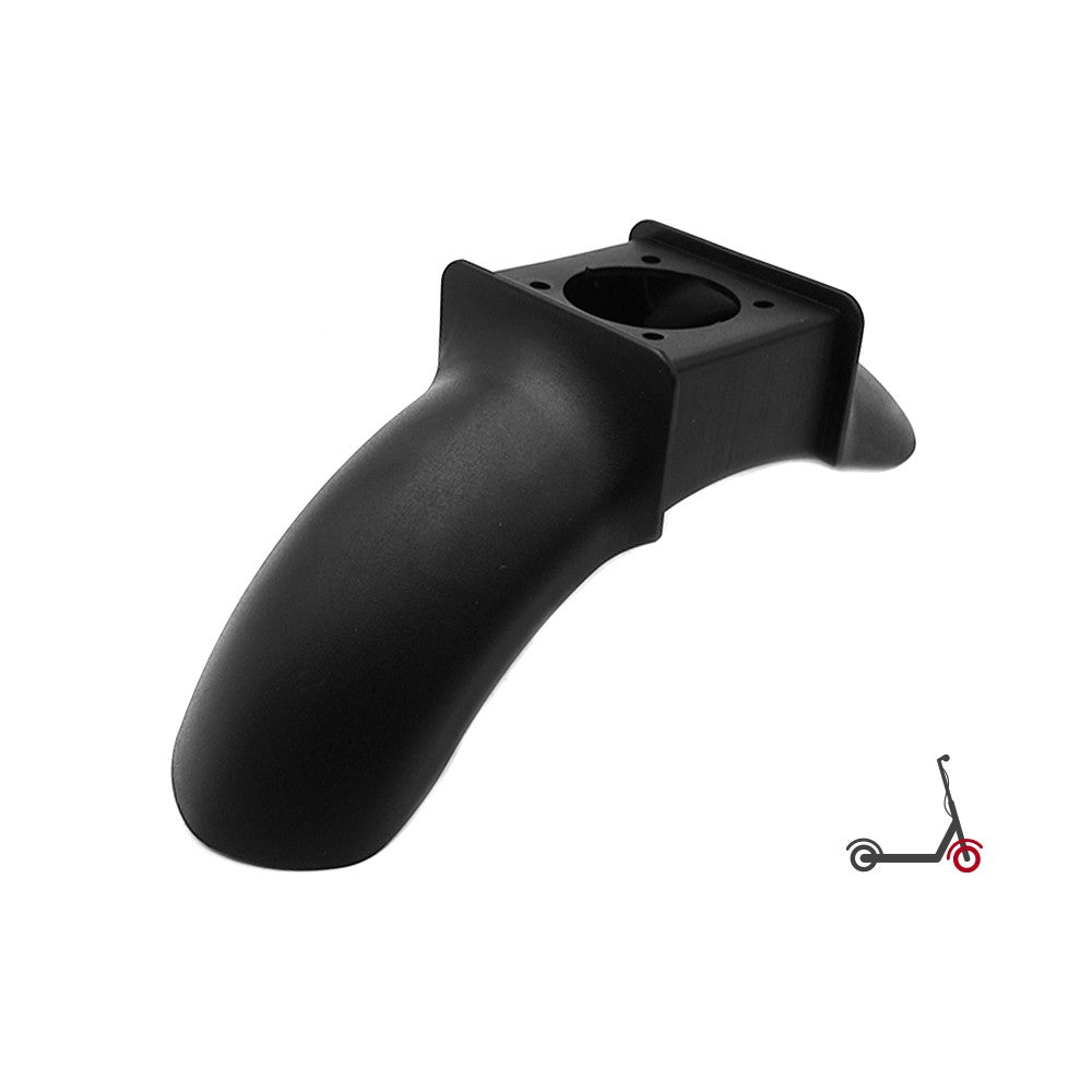 Garde-boue avant noir en plastique pour trottinette électrique sur fond blanc