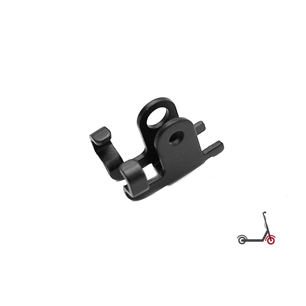 Support de fixation noir pour phare avant de trottinette électrique sur fond blanc