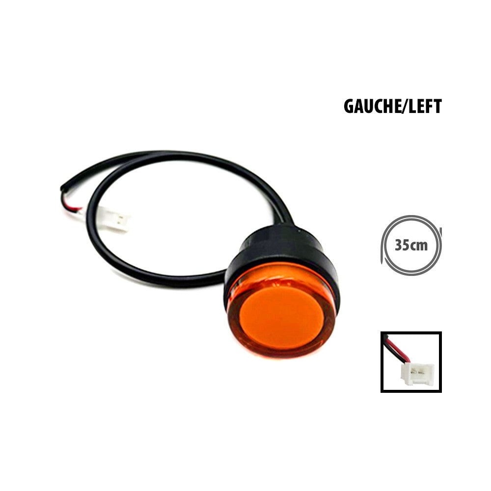 Clignotant gauche orange pour trottinette électrique avec son câble et son connecteur