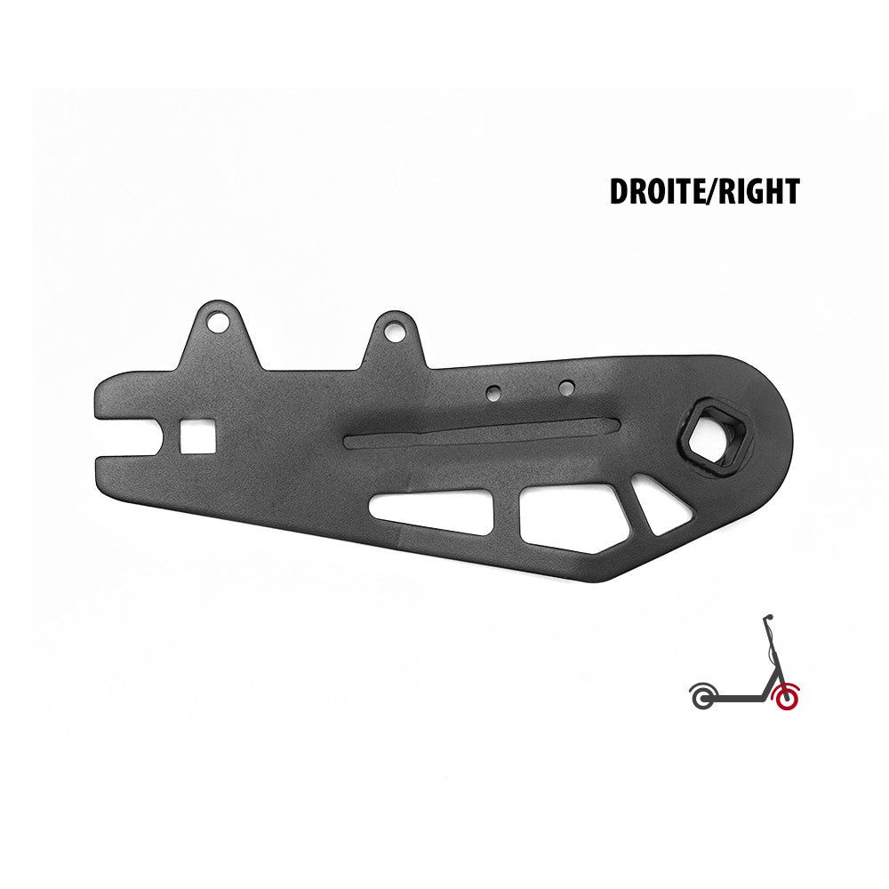 Bras oscillant avant droit noir pour trottinette électrique sur fond blanc
