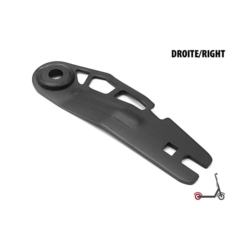 Bras oscillant arrière droit noir pour trottinette électrique.