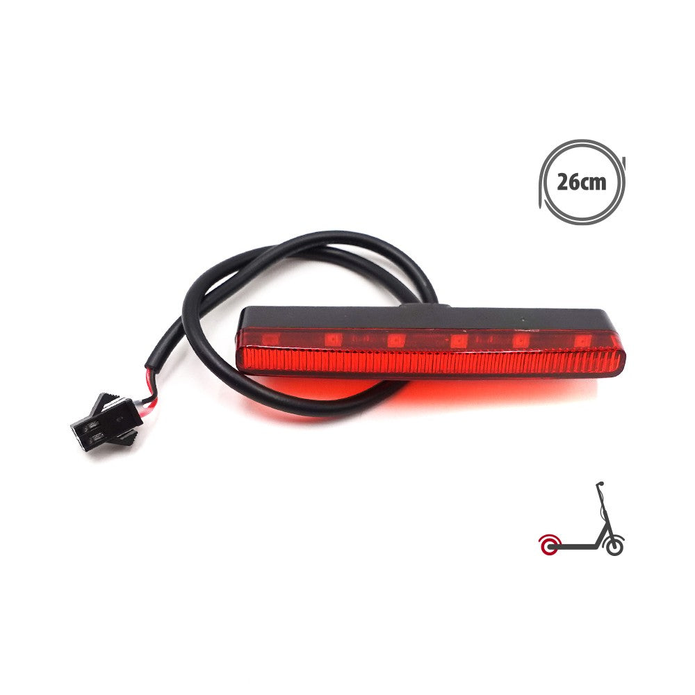 Feu LED arrière rouge rectangulaire avec son câble et connecteur pour trottinette électrique