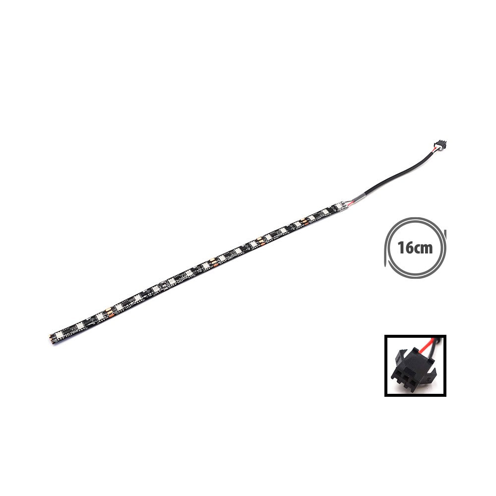 Barre LED de 16 cm avec son câble d'alimentation et son connecteur noir