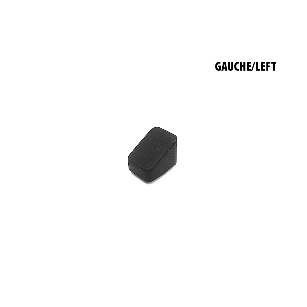 Bouchon en silicone noir de fourche gauche pour trottinette électrique sur fond blanc