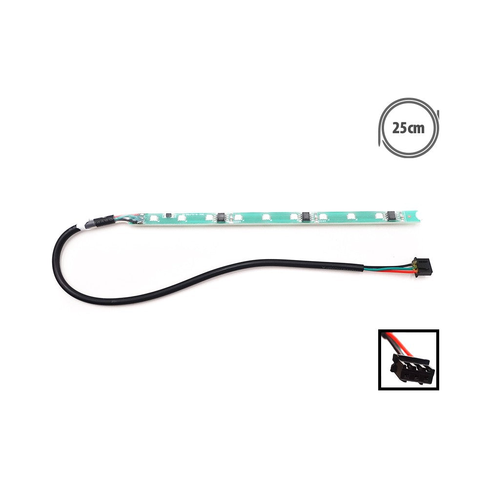 Bande LED de 25 cm avec son câble de connexion noir et son connecteur à trois broches