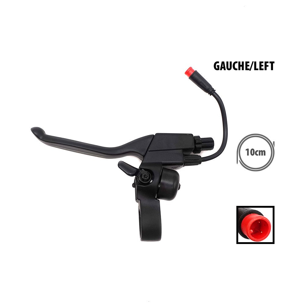 Poignée de frein gauche noire pour trottinette électrique avec câble de connexion et sonnette intégrée