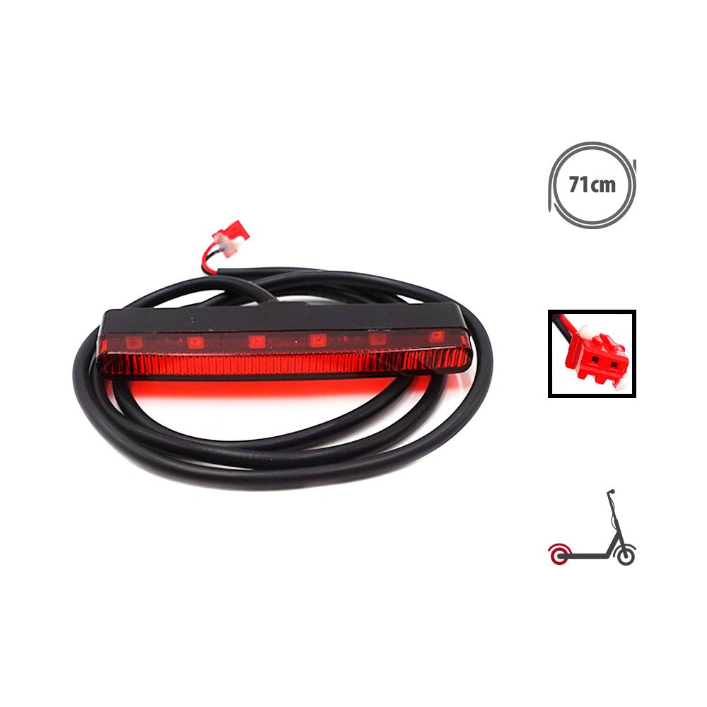 Feu arrière rouge à LED pour trottinette électrique avec câble noir et connecteur rouge
